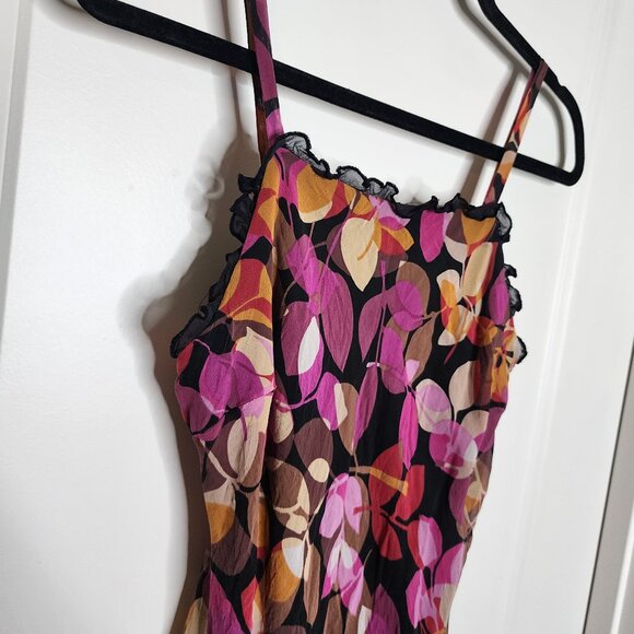 Sangria Y2K pink and black handkerchief hem whimsy silk midi dress size 8 - Picture 8 of 11